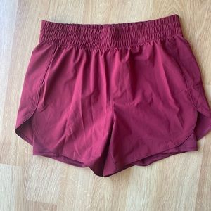 Avia Athletic Shorts with Built in Bike Shorts Wine Red Women’s Size Large